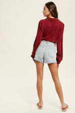 Peyton button up bodysuit with front pocket