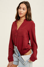 Peyton button up bodysuit with front pocket