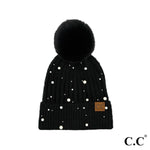 CC brand beanie hats with pom