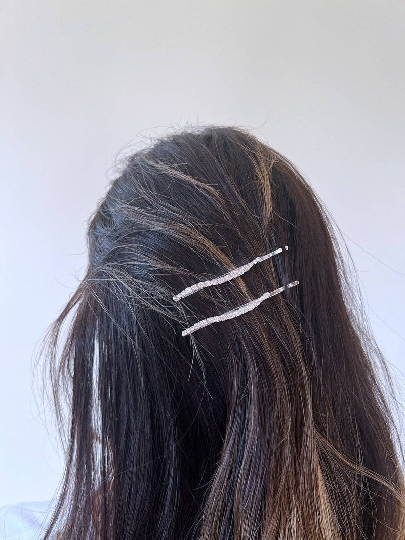 2pc Rhinestone Embellished Bobby Pin Set