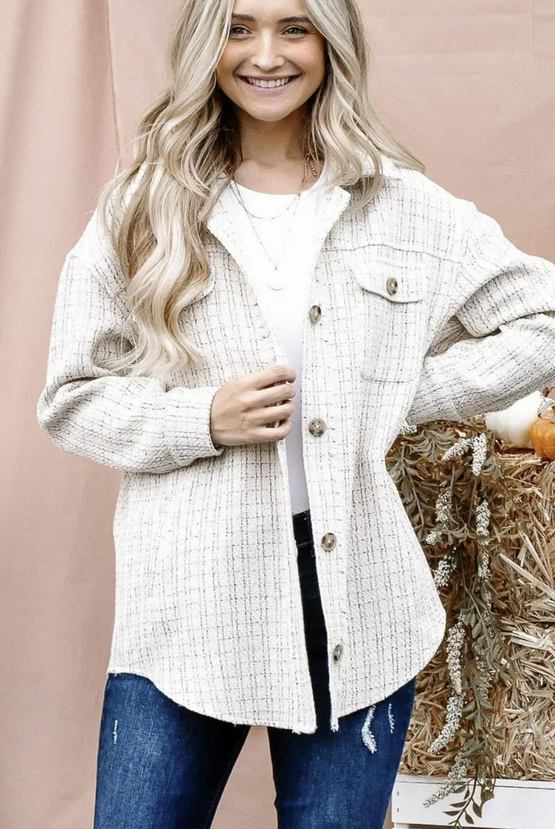 Chicago tweed button down shacket