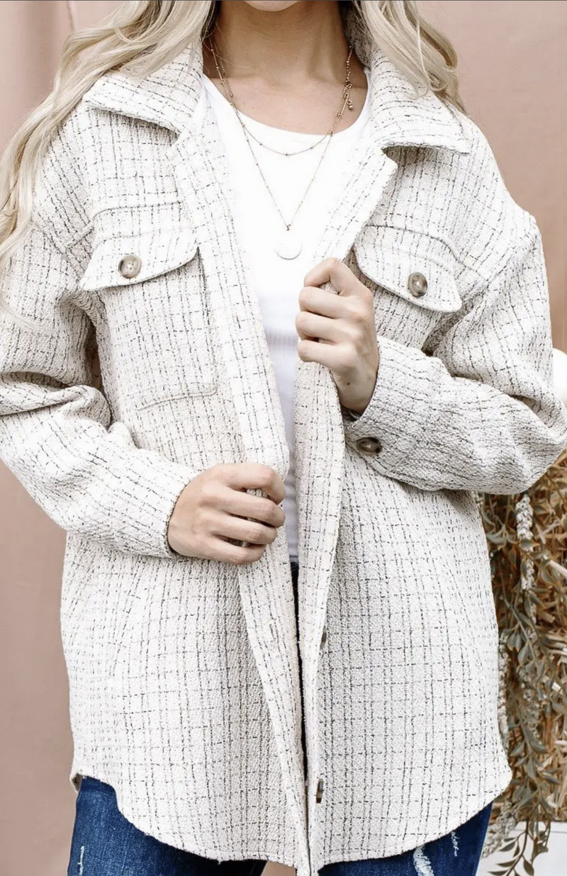 Chicago tweed button down shacket