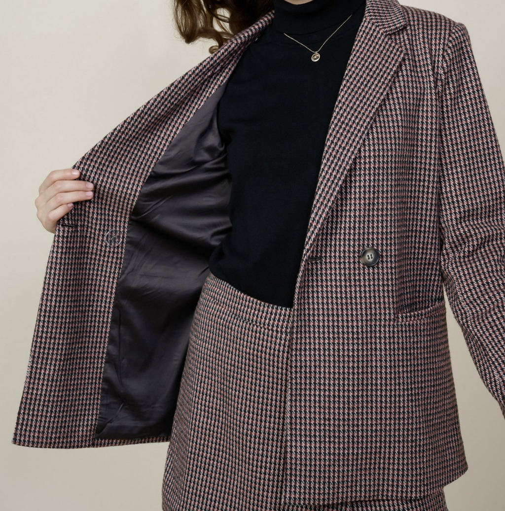 Nessa plaid double breast blazer