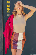 Charlie striped faux leather skirt