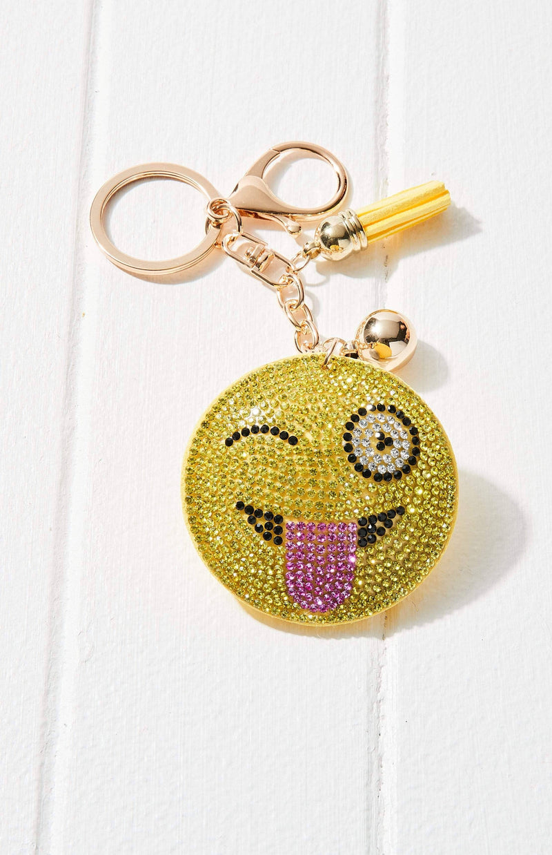 Rhinestone Smiley Emoji Keychain | Stocking Stuffers