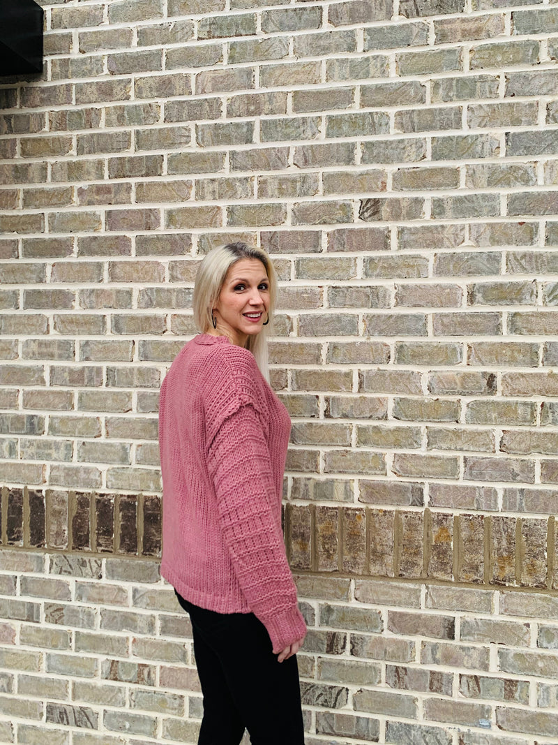 Violet balloon sleeve knit sweater
