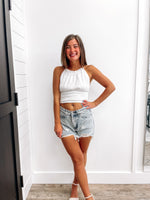 Peyton star print distressed shorts