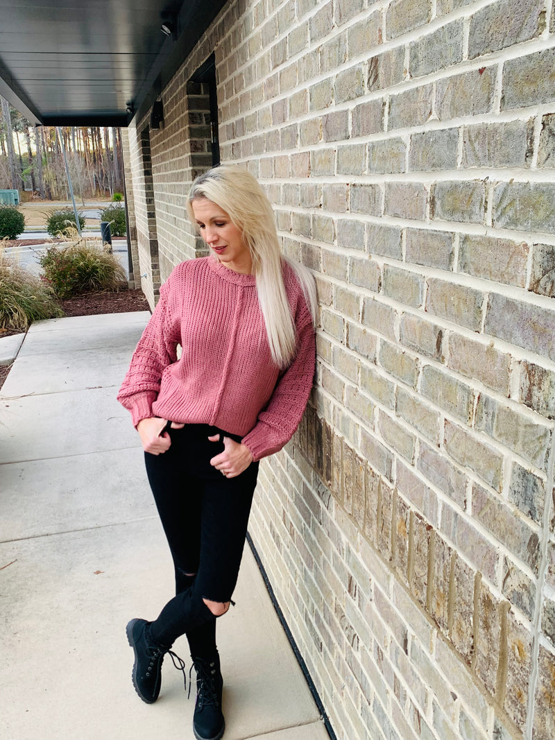 Violet balloon sleeve knit sweater