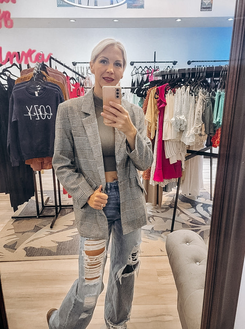 Arianna plaid boyfriend blazer/jacket