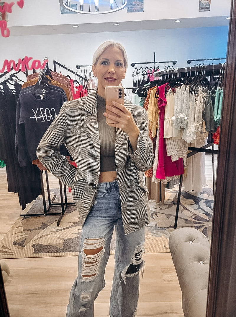 Arianna plaid boyfriend blazer/jacket