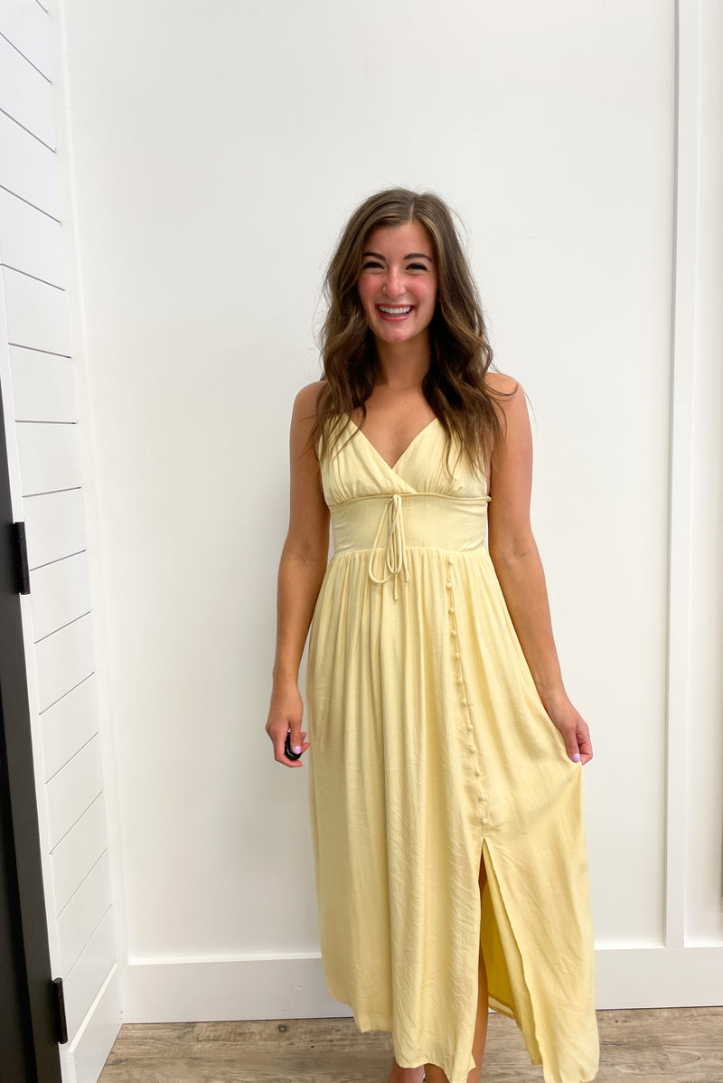 Celeste button detail midi dress