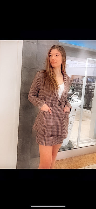 Nessa plaid double breast blazer
