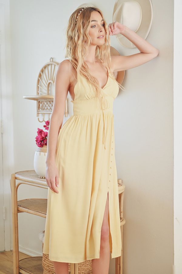 Celeste button detail midi dress